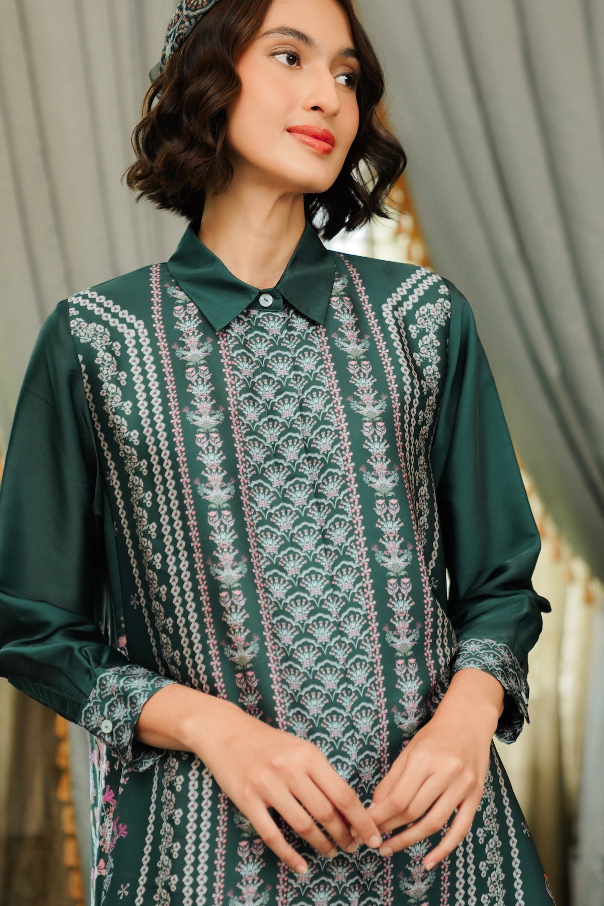 Serenity Soiree Tunic Shirt - Emerald