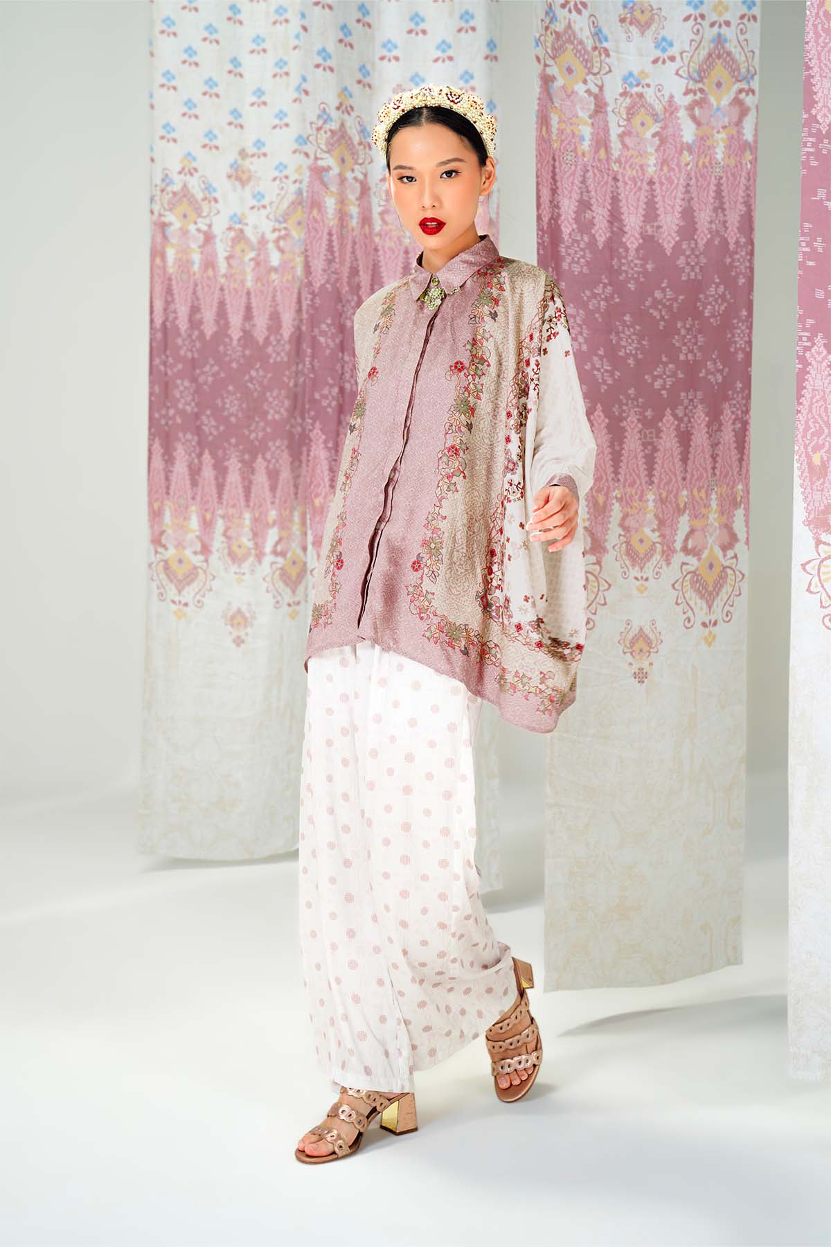 Benang Pelangi Limar Batwing Shirt - Dusty Rose