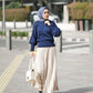 Knitted Top with Volume Sleeve Navy