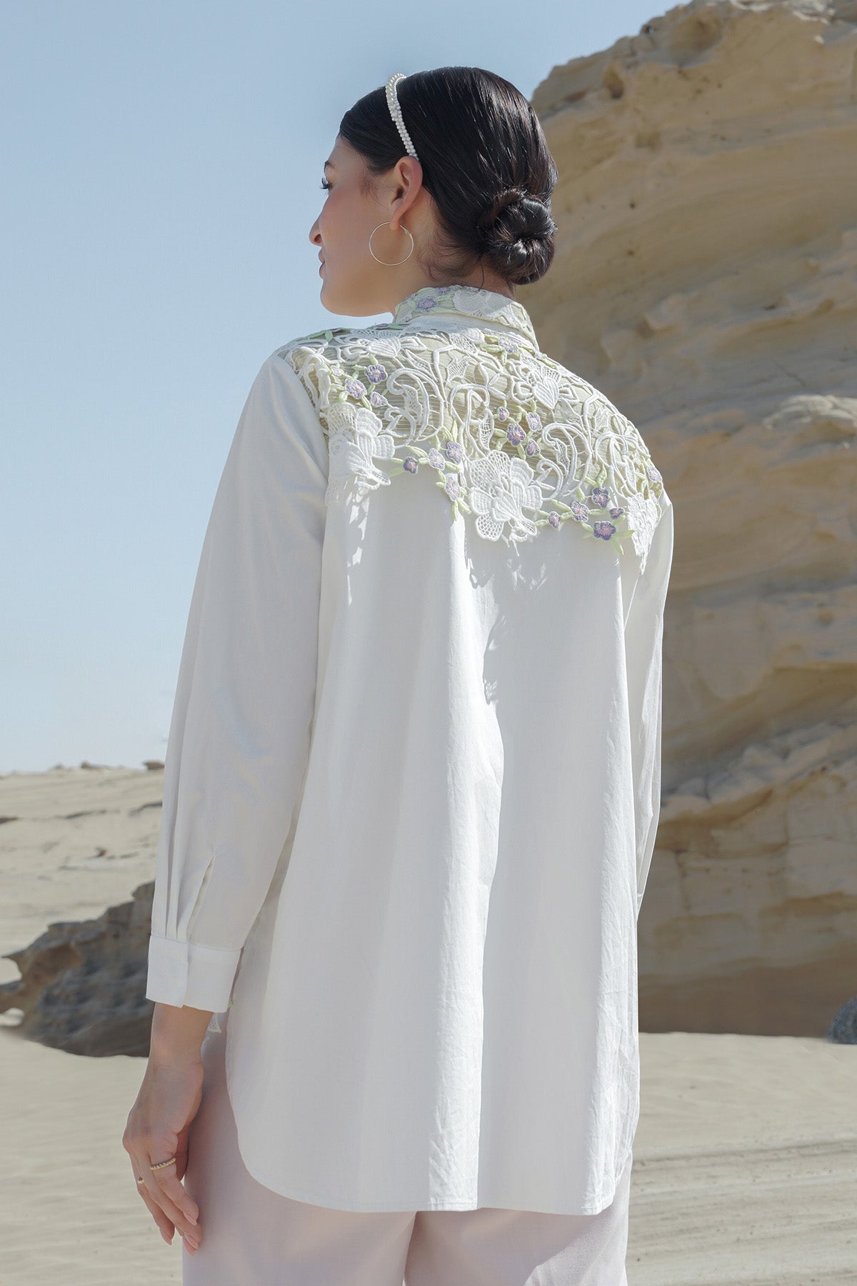 Azeta Embroidery Shirt - Yellow