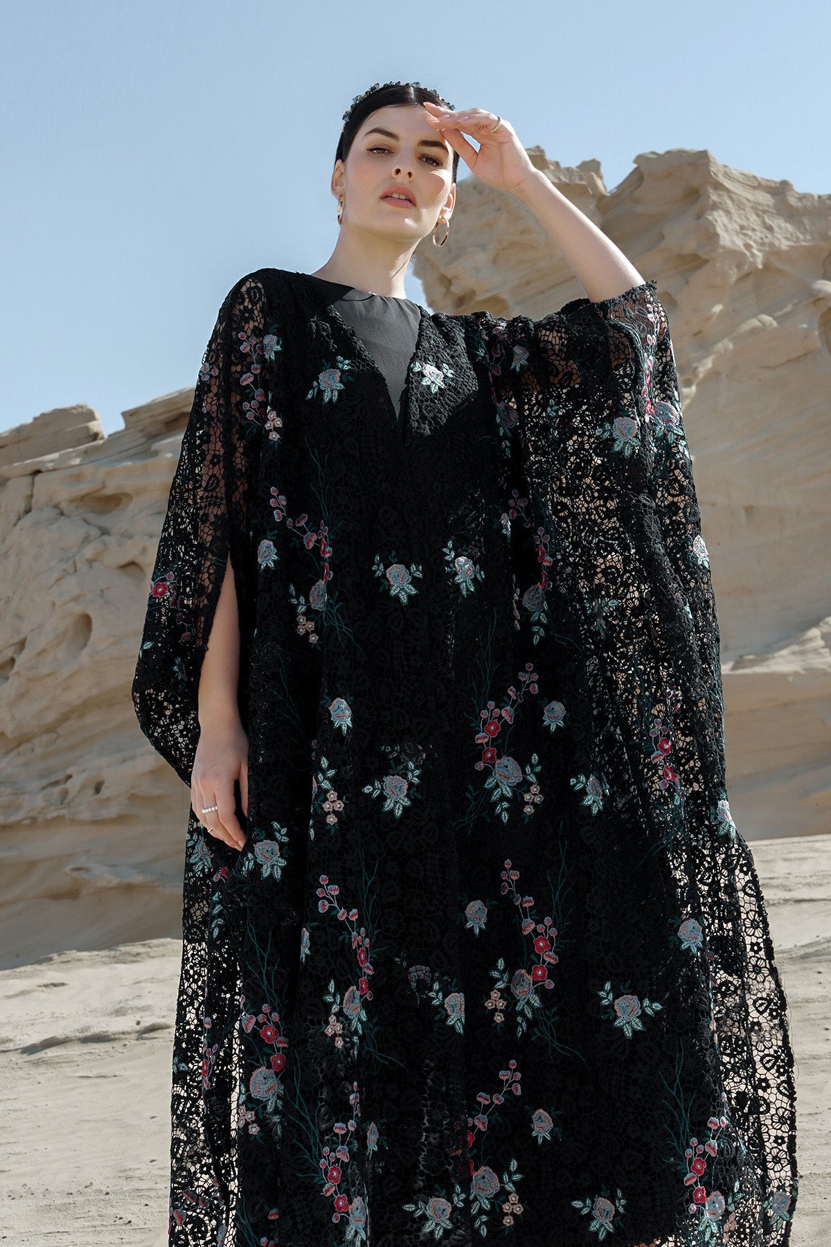 Ashila Embroidery Outer - Black