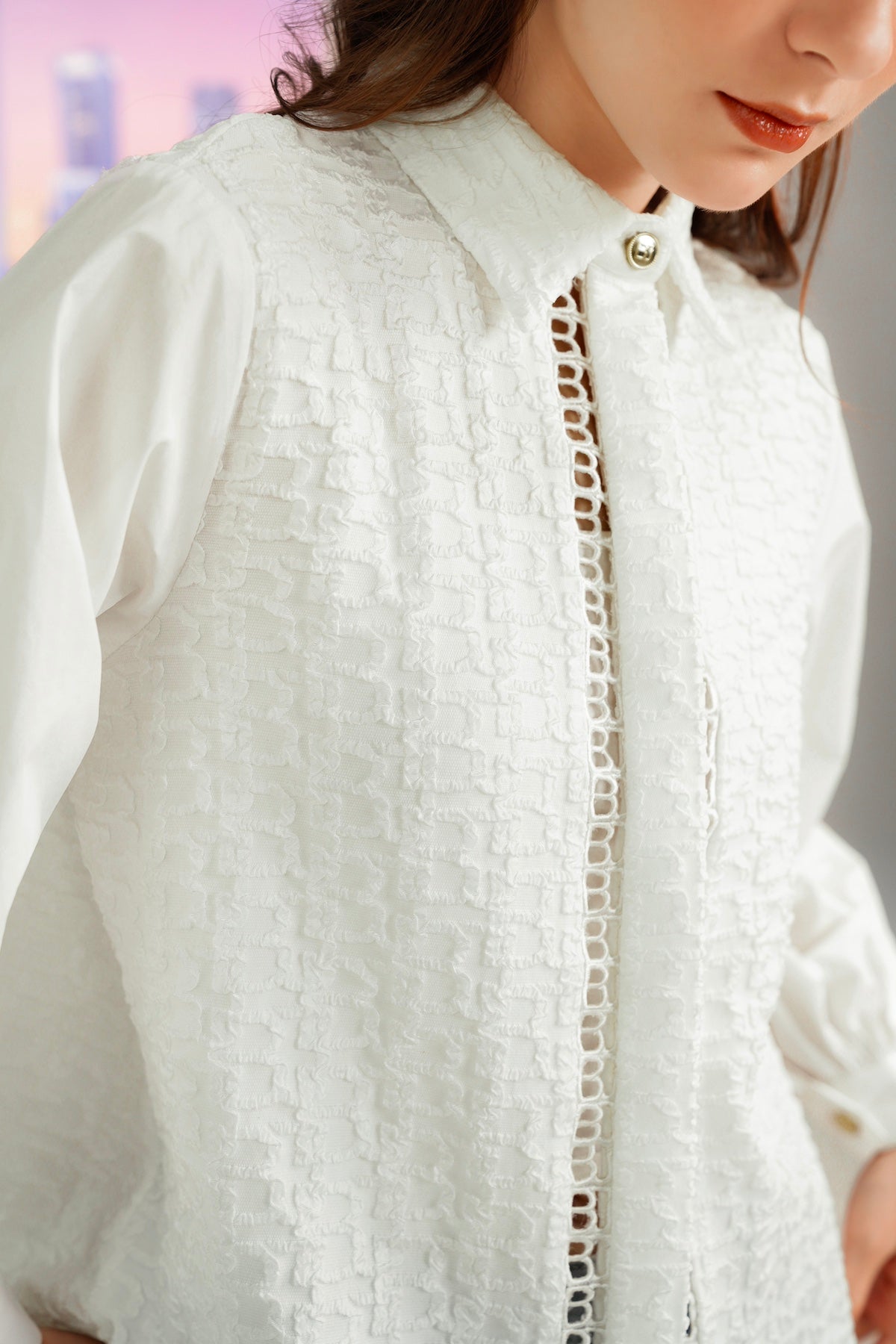 Monogram Teksture Shirt - White