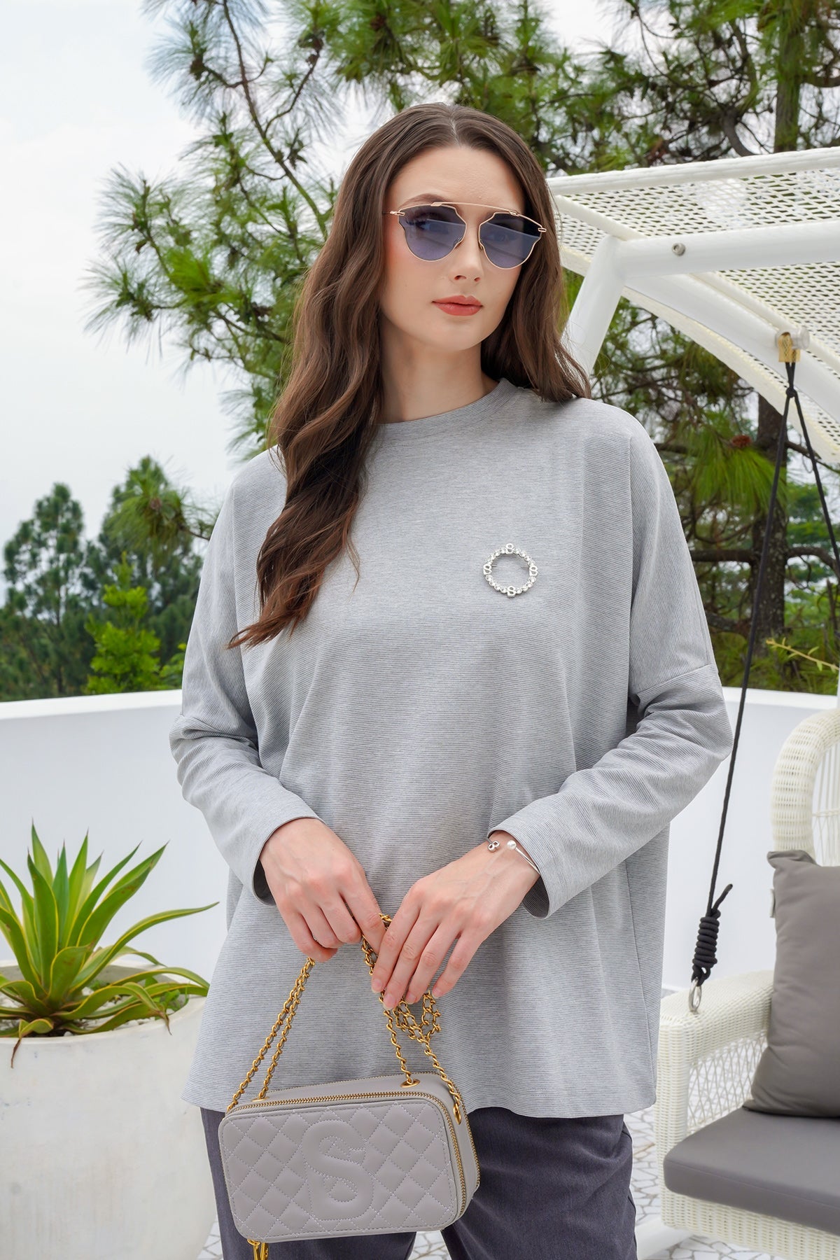 Basic Long Sleeve T-Shirt - Grey