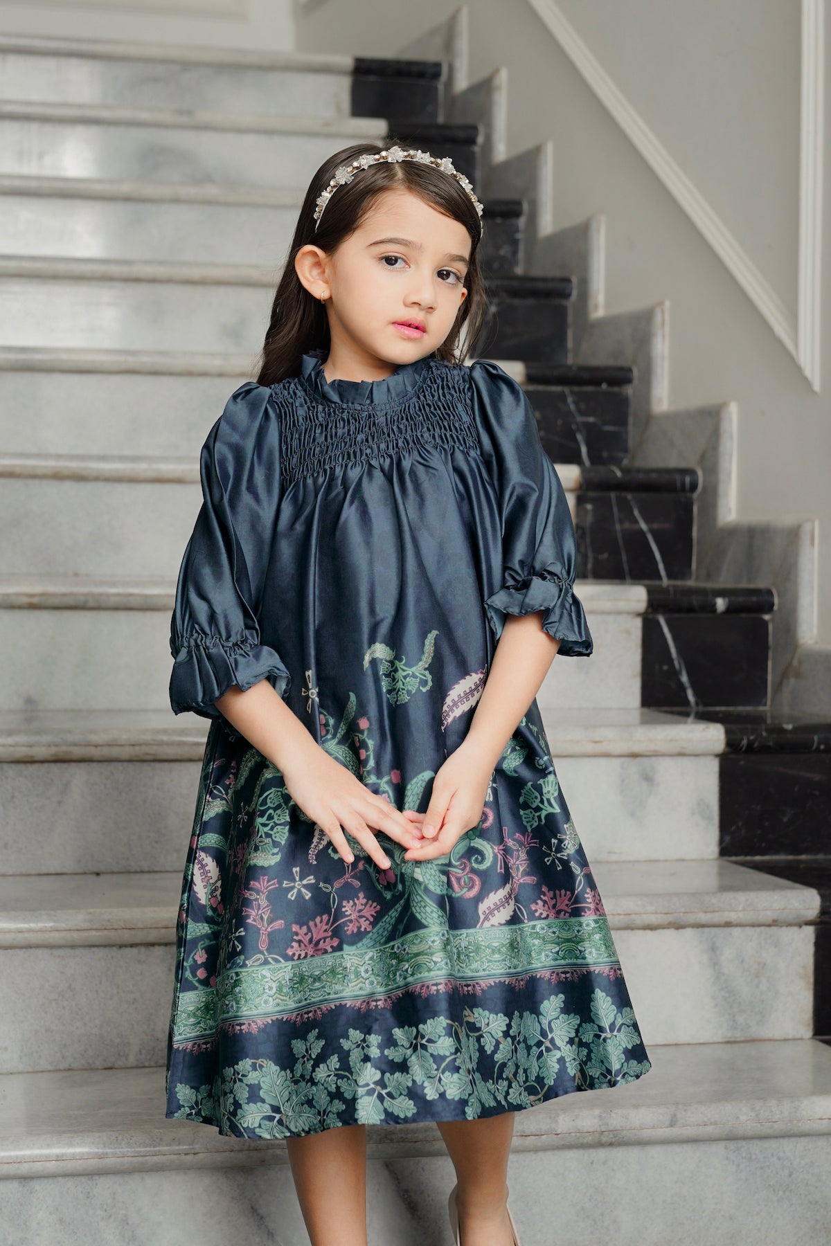 Serenity Soiree Smocked Dress - Midnight