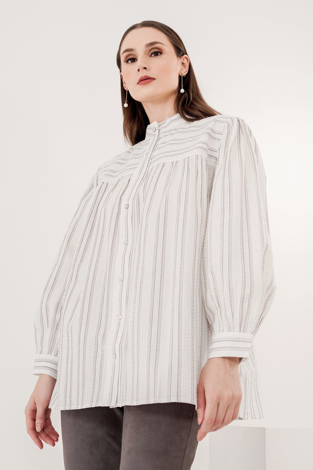 Nadine Ruffle Shirt - White