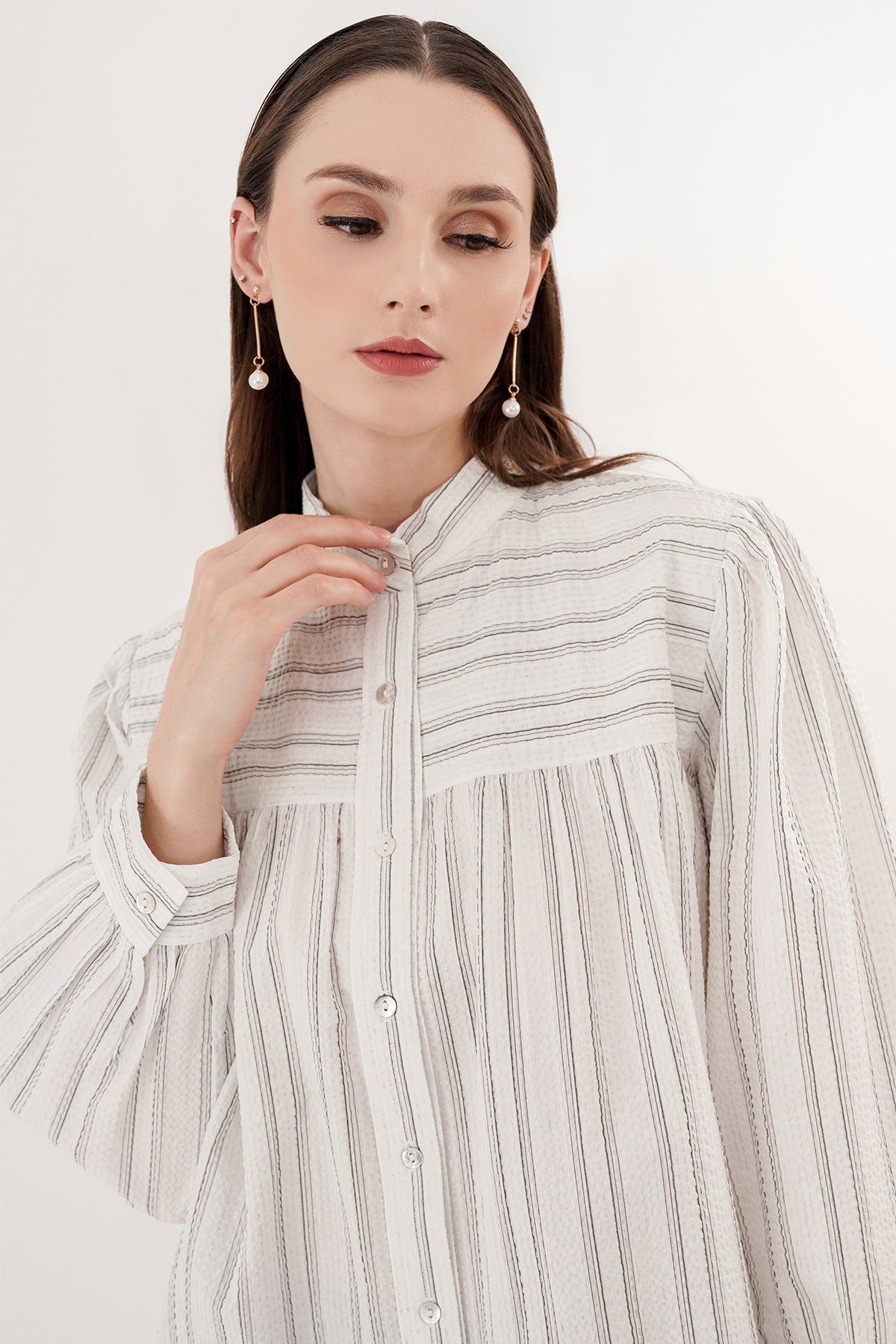 Nadine Ruffle Shirt - White