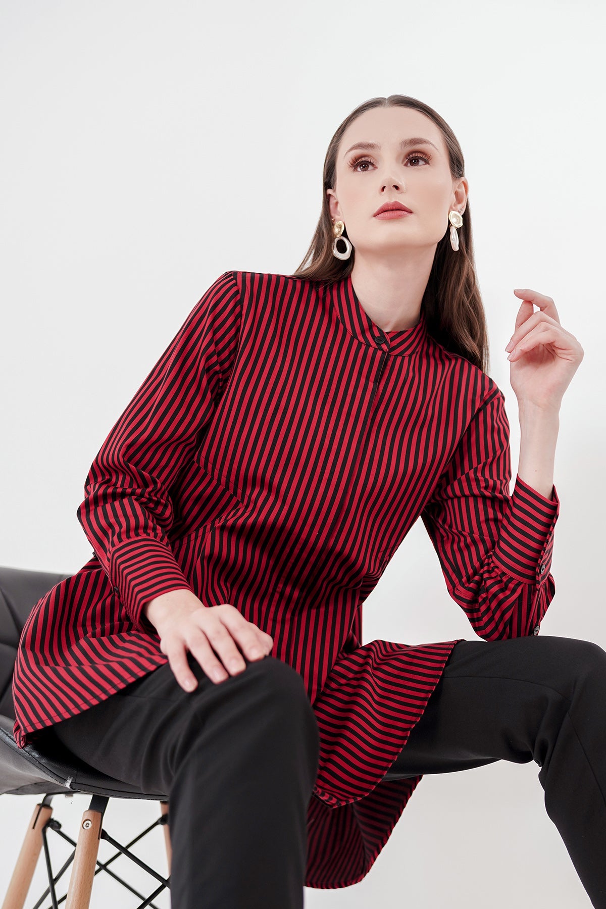 Kylie Shirt - Red/Black Stripe