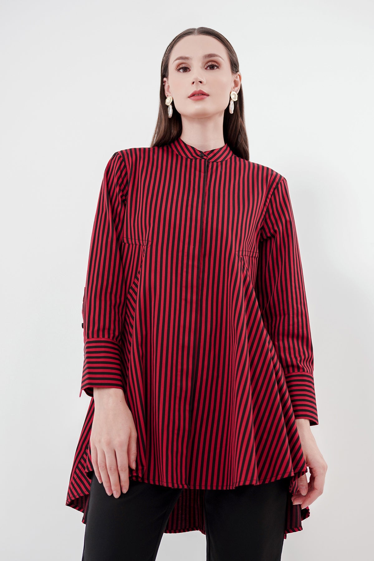 Kylie Shirt - Red/Black Stripe