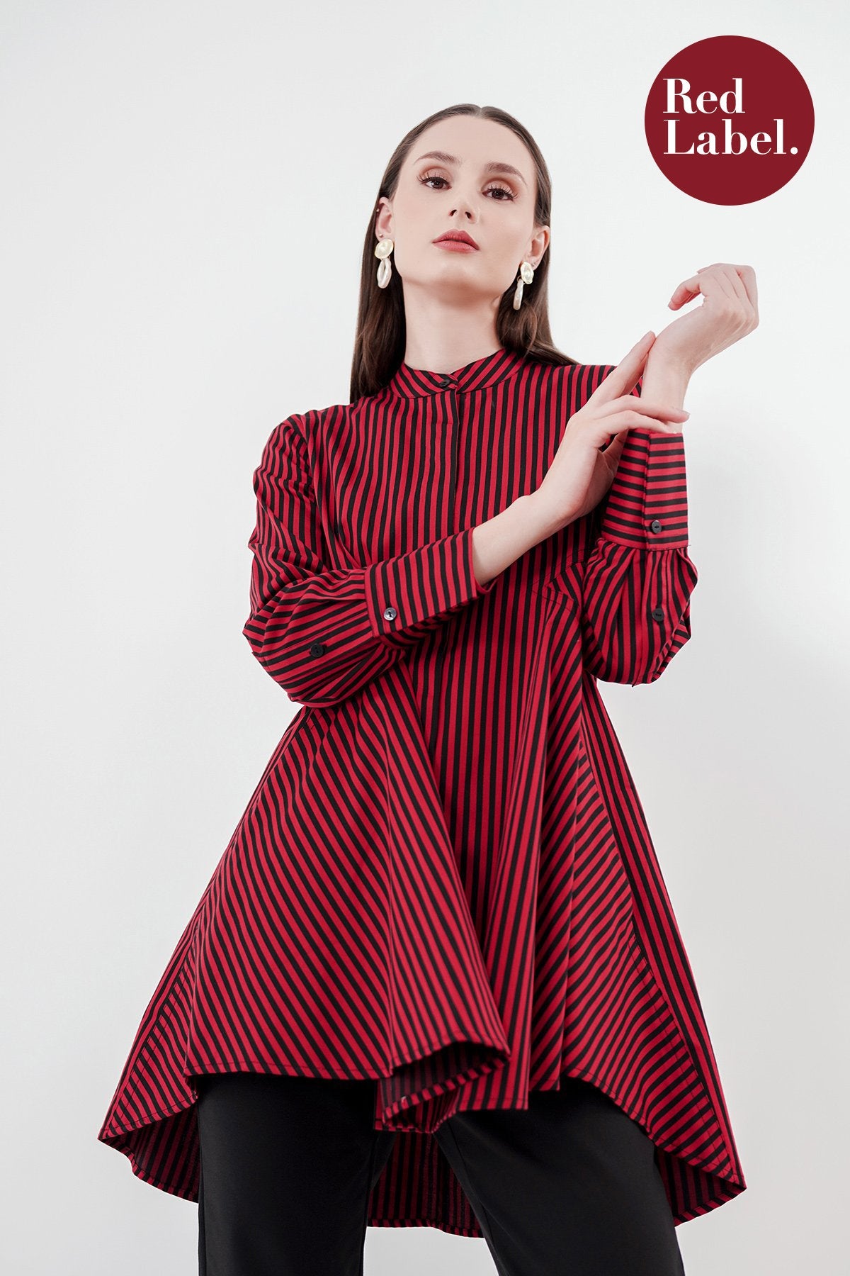 Kylie Shirt - Red/Black Stripe