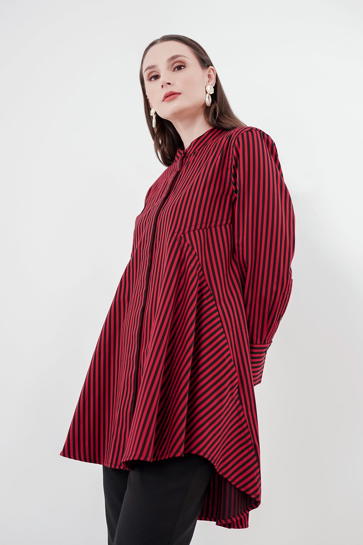 Kylie Shirt - Red/Black Stripe