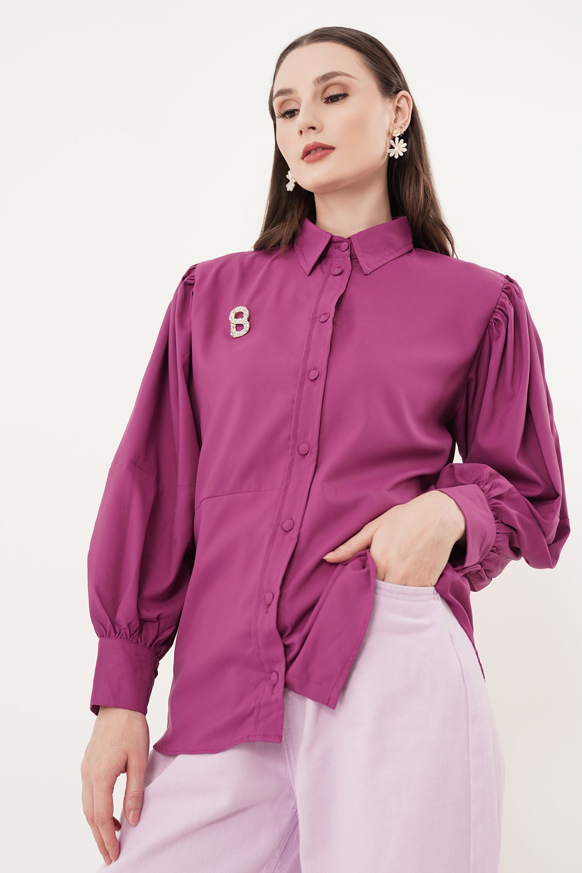 Dira Puffy Shirt - Purple