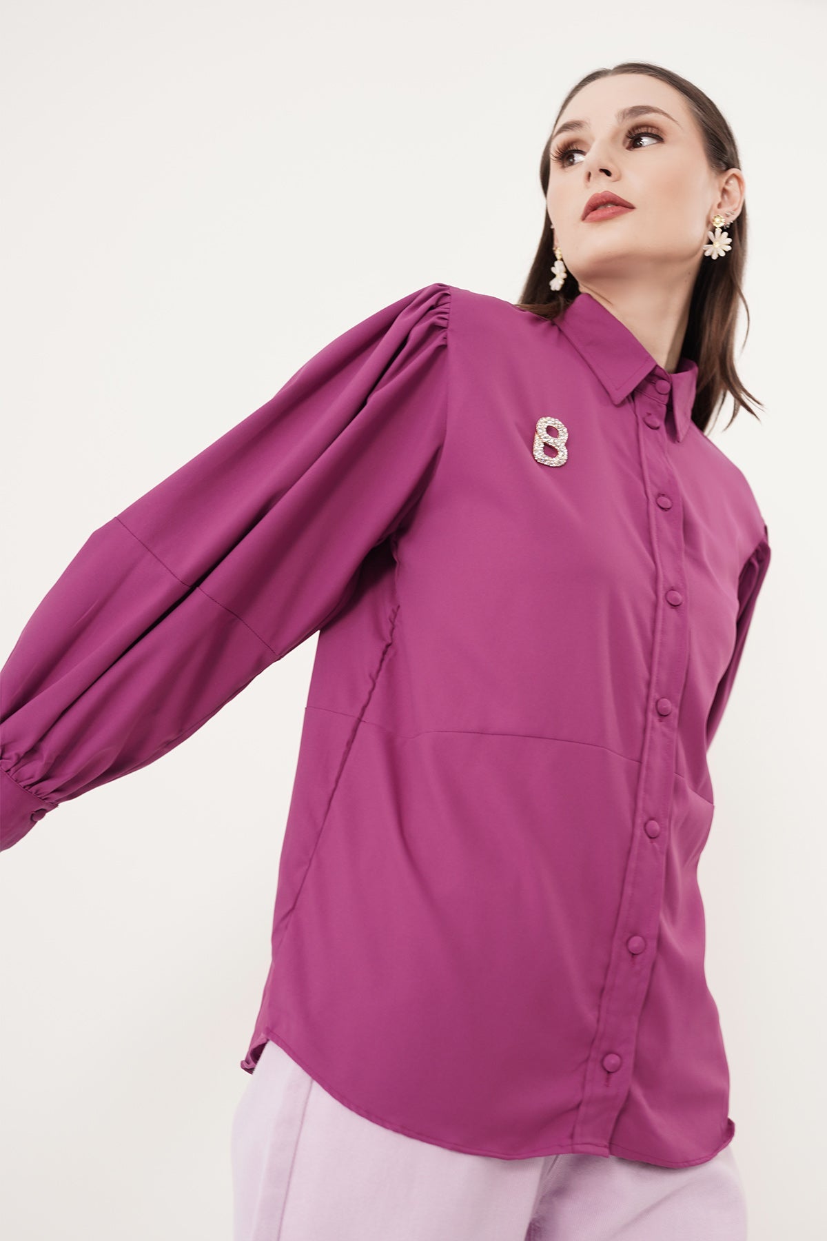 Dira Puffy Shirt - Purple