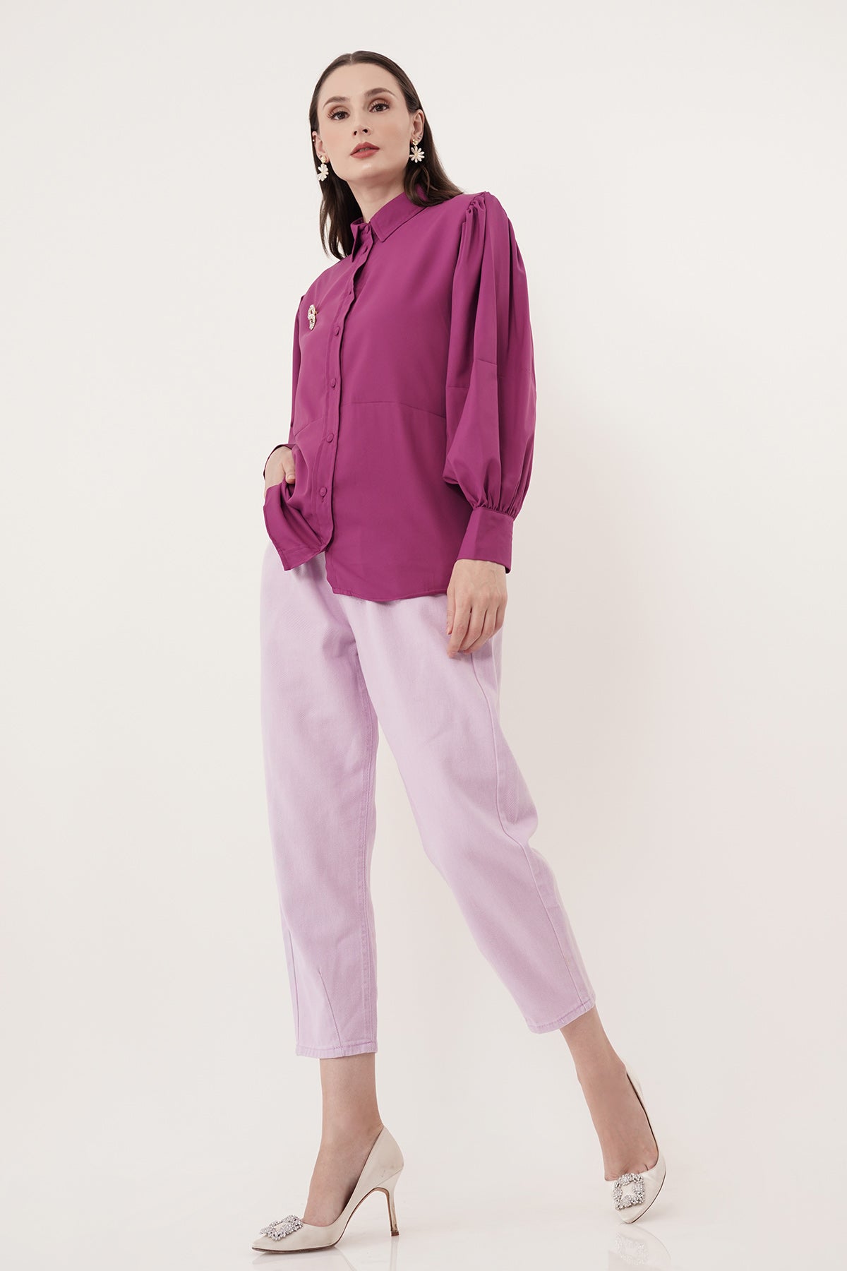 Dira Puffy Shirt - Purple