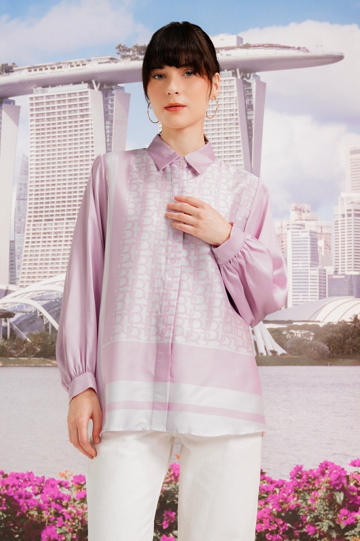 Monogram Yoke Shirt - Cherry Blossom