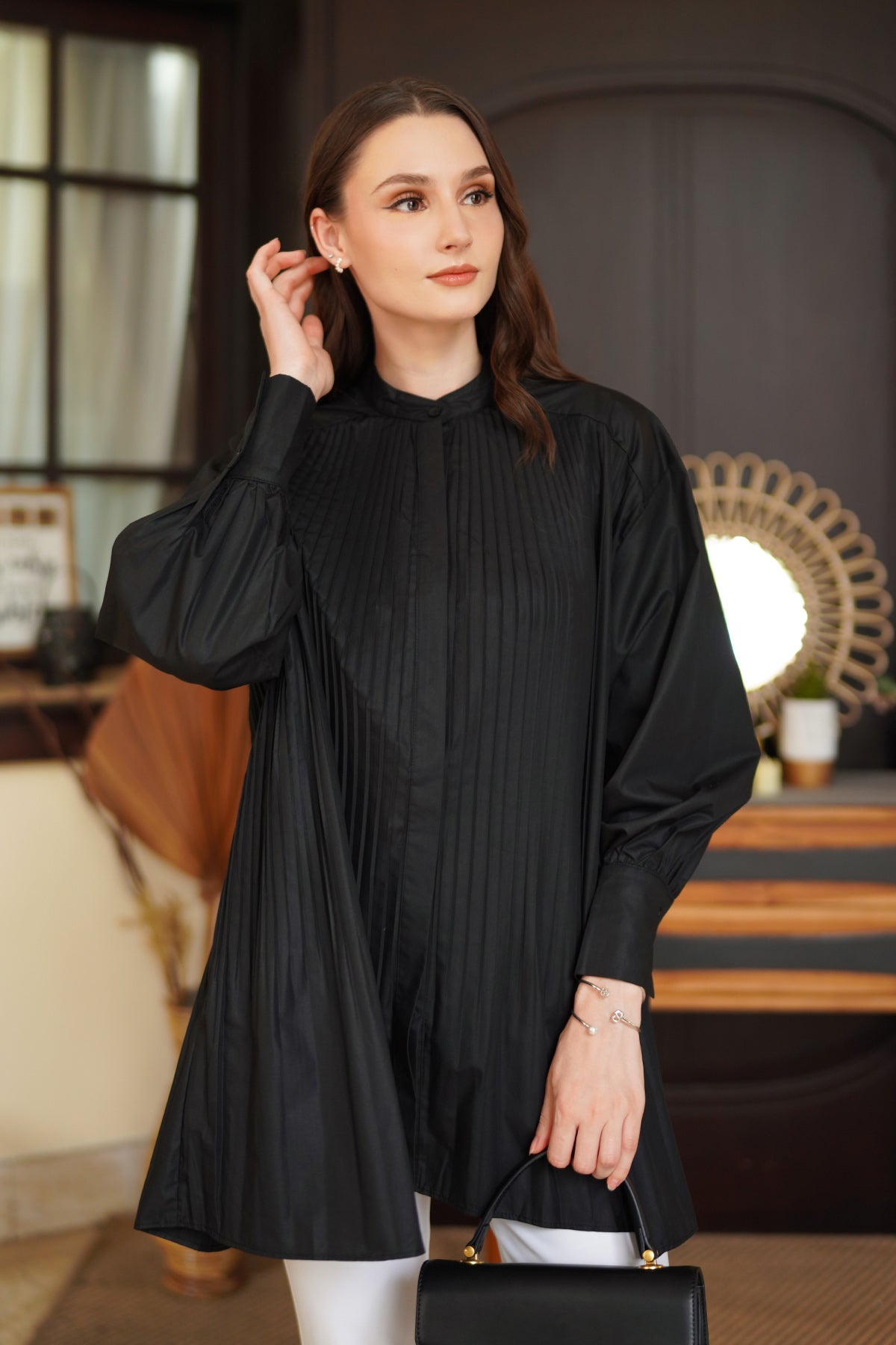 Pleated Shirt - Black