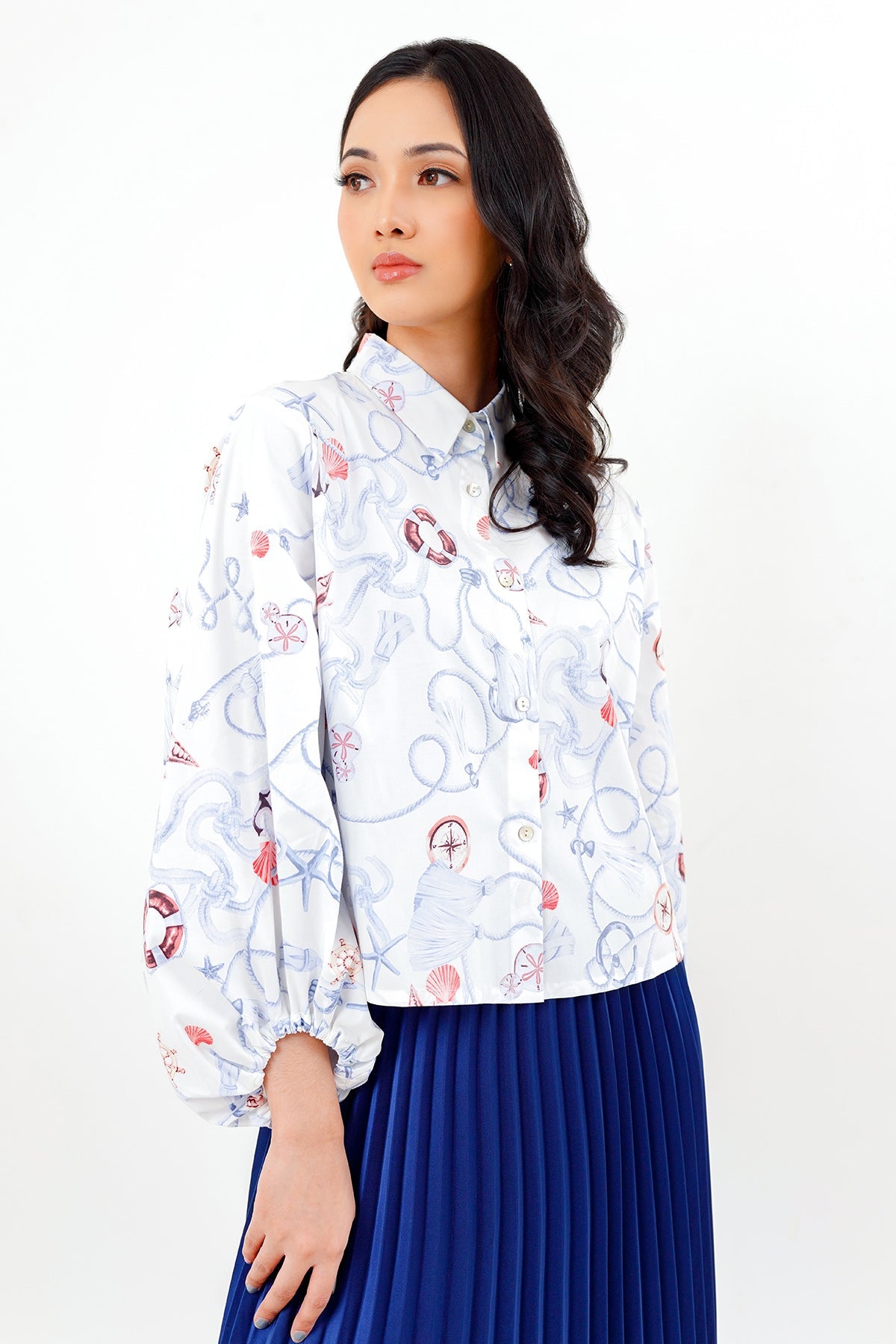 Nautical Cropped Shirt - White