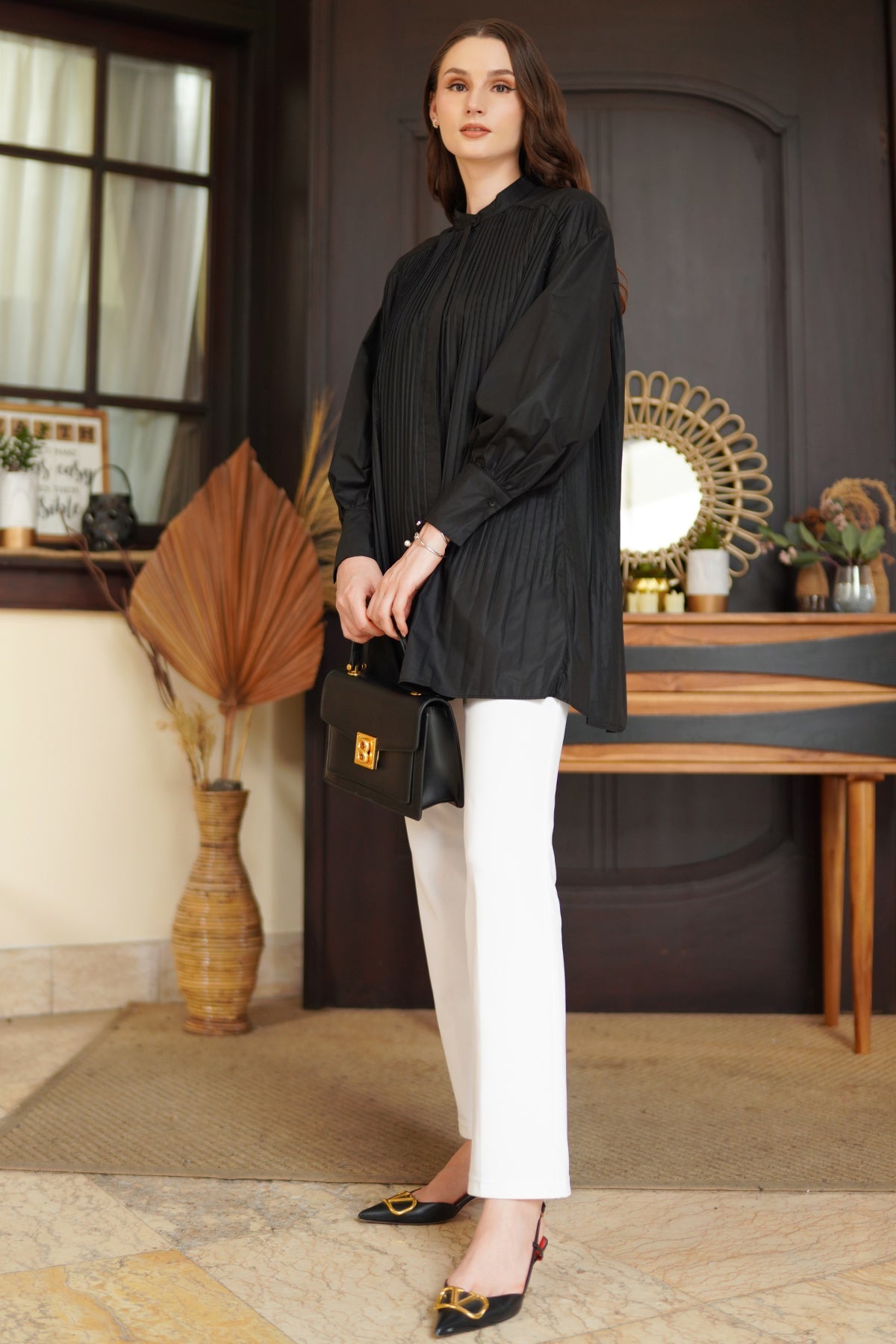 Pleated Shirt - Black