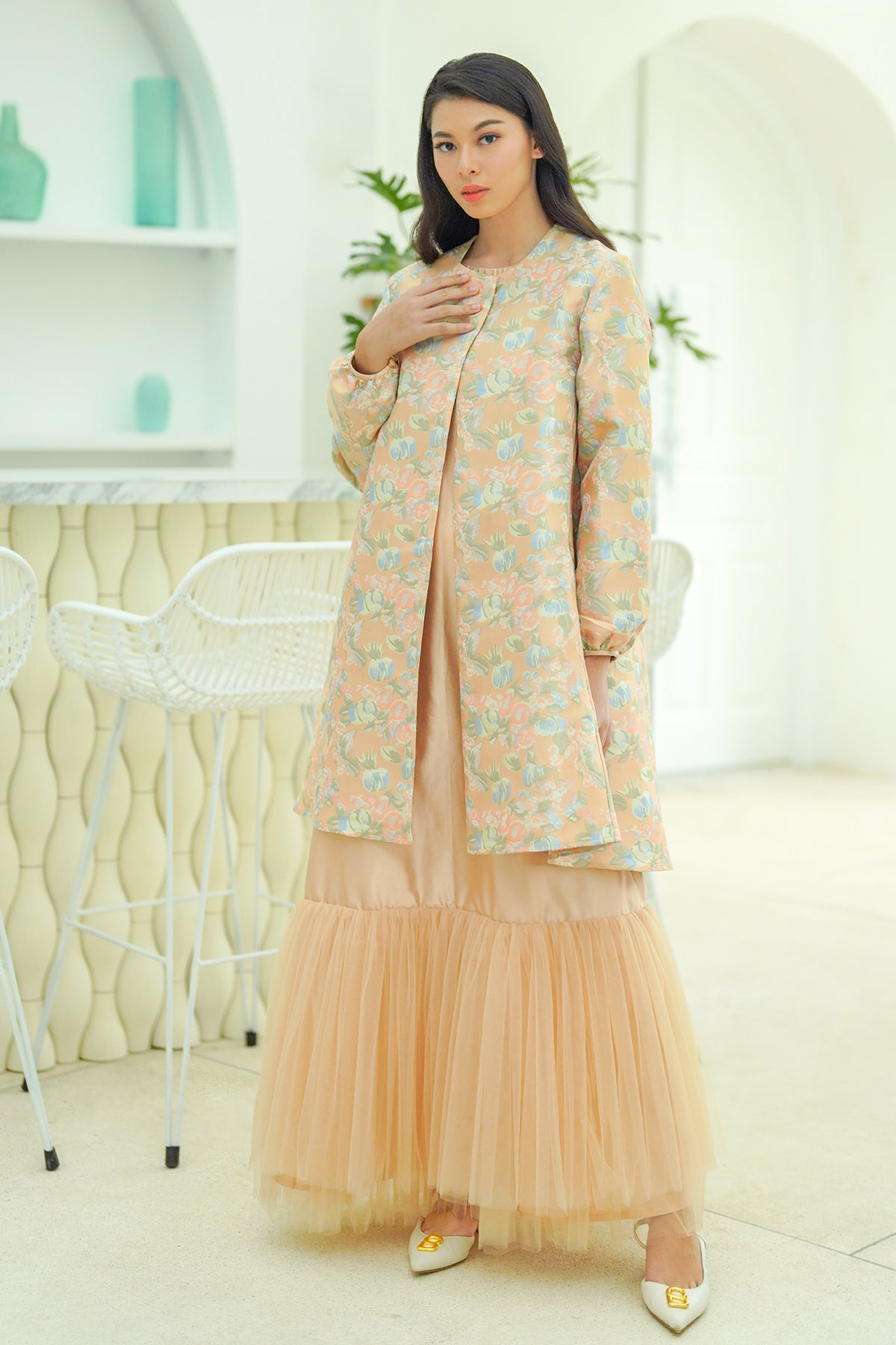 Viera Long Outer - Peach