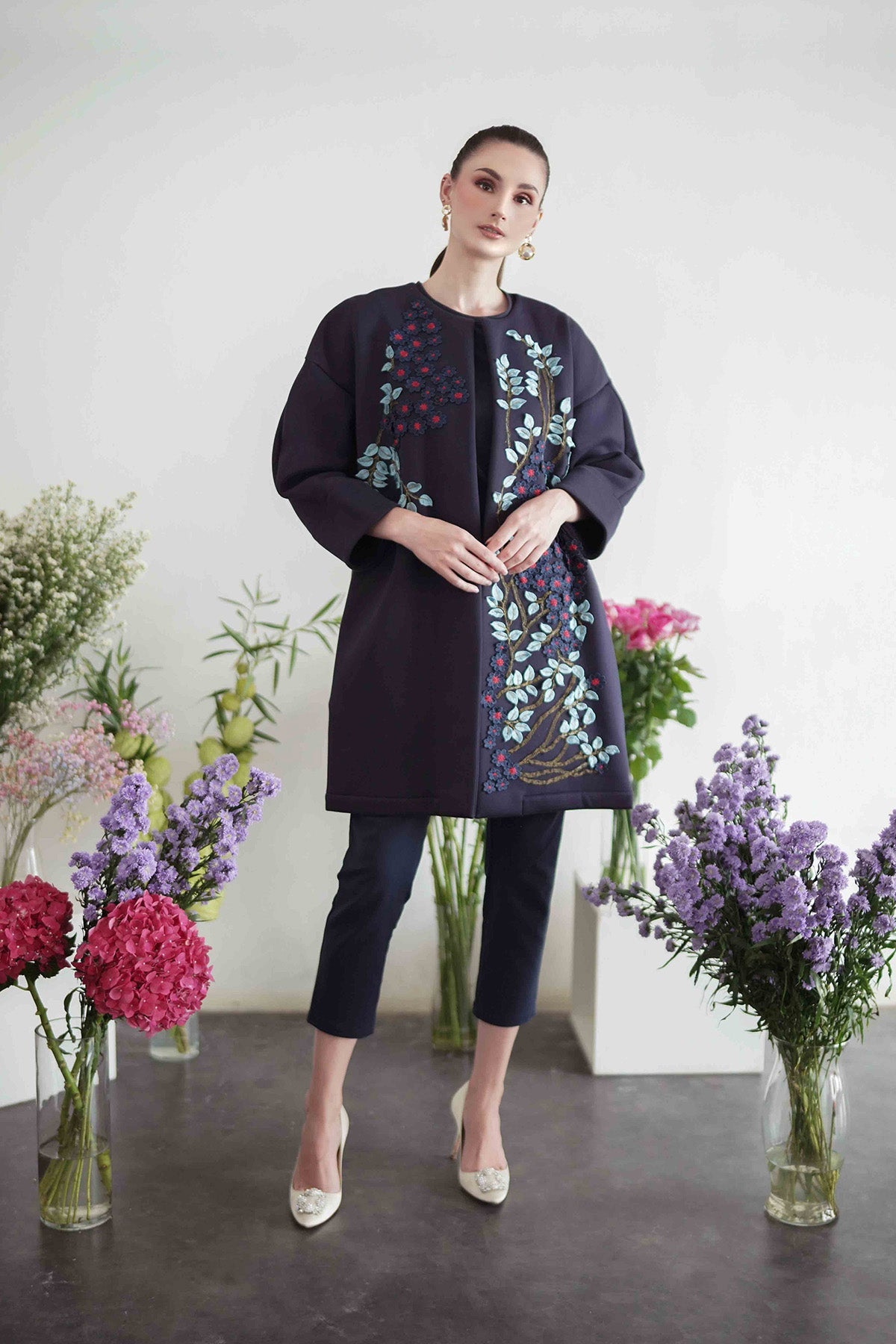 Embroidery Outer - Navy