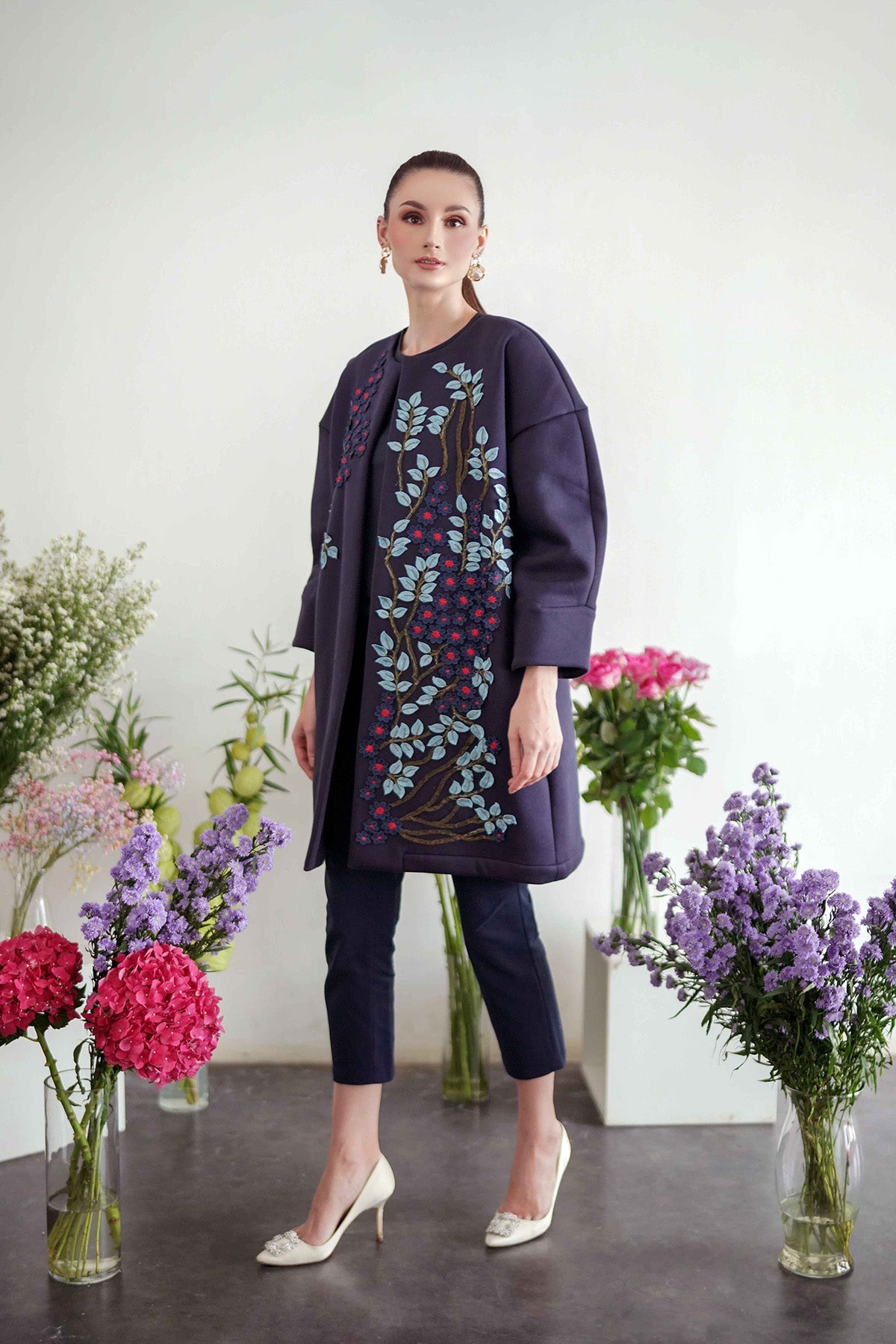 Embroidery Outer - Navy