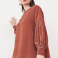 Rachel Velvet Blouse - Brick