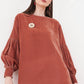 Rachel Velvet Blouse - Brick