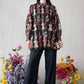 Embroidery Lace Blouse with Puff Sleeve - Red