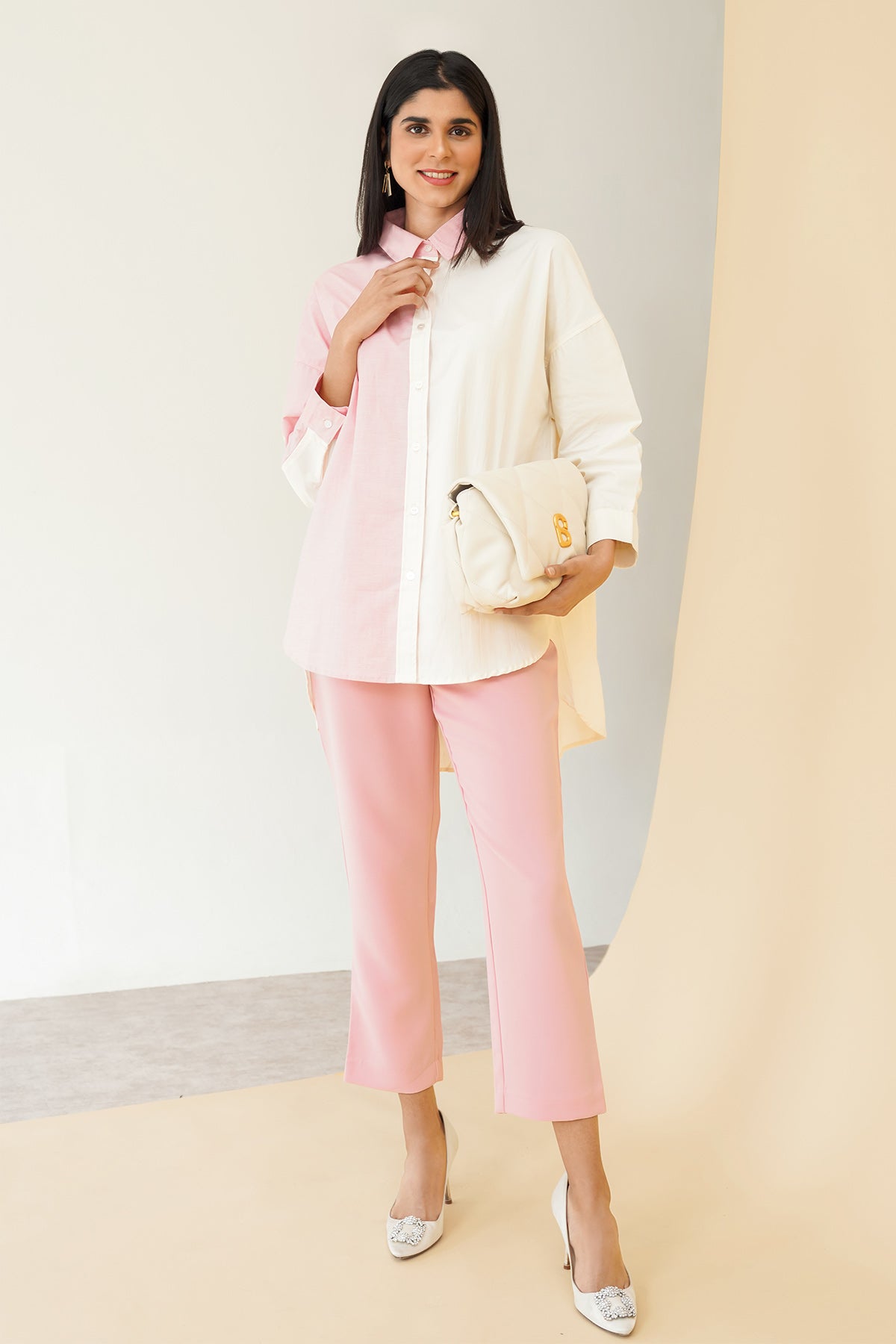 Colorblock Eola Shirt - Cream