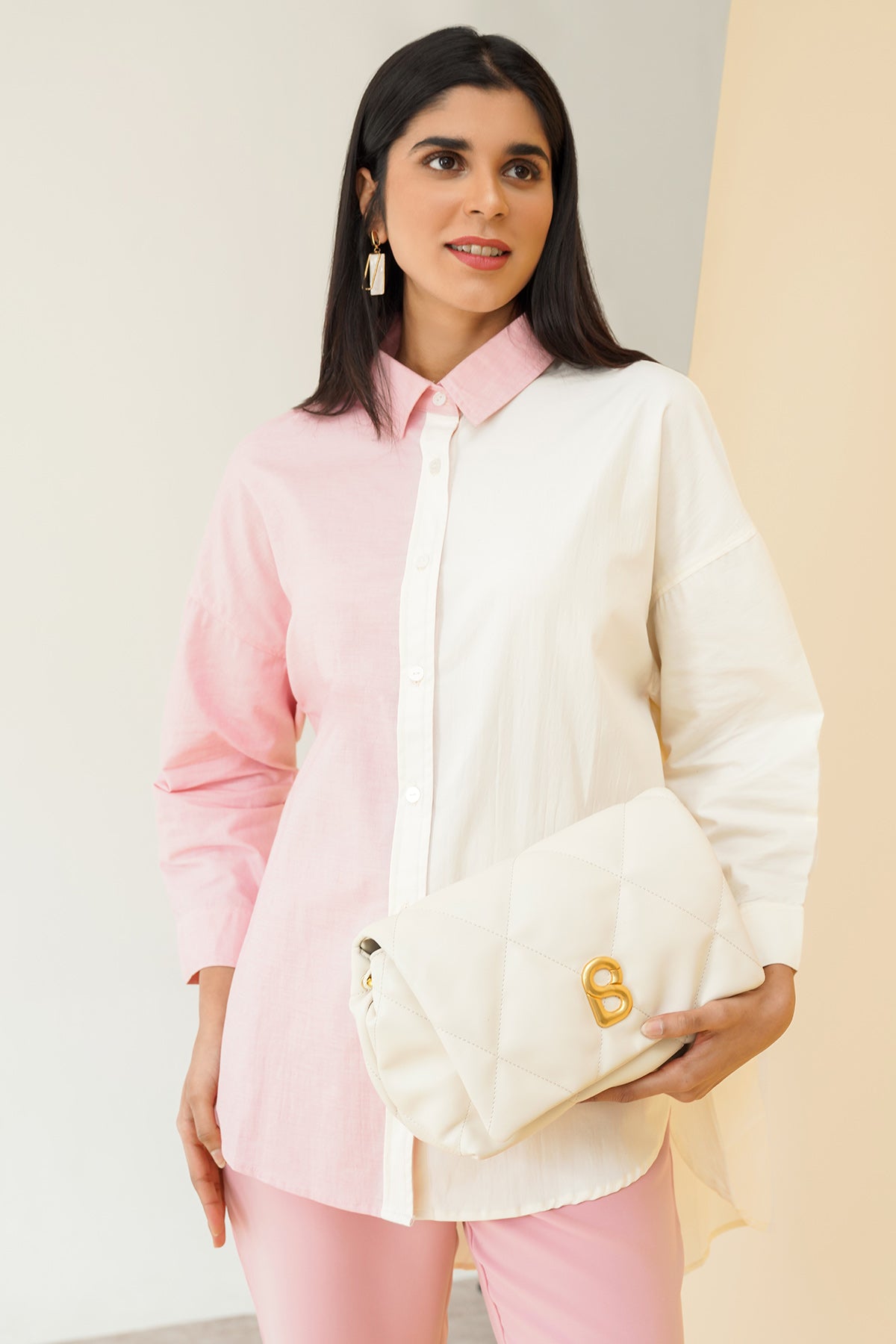 Colorblock Eola Shirt - Cream