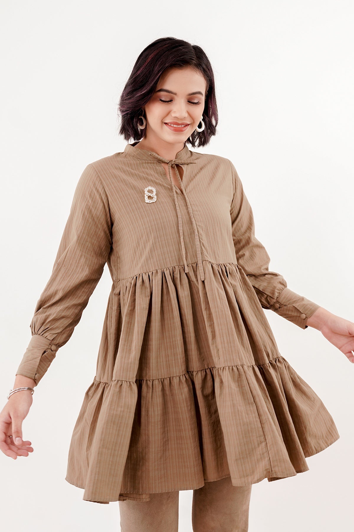 Raline Tiered Top - Brown