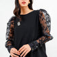 Carla Organza Sleeve Top - Black