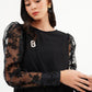 Carla Organza Sleeve Top - Black