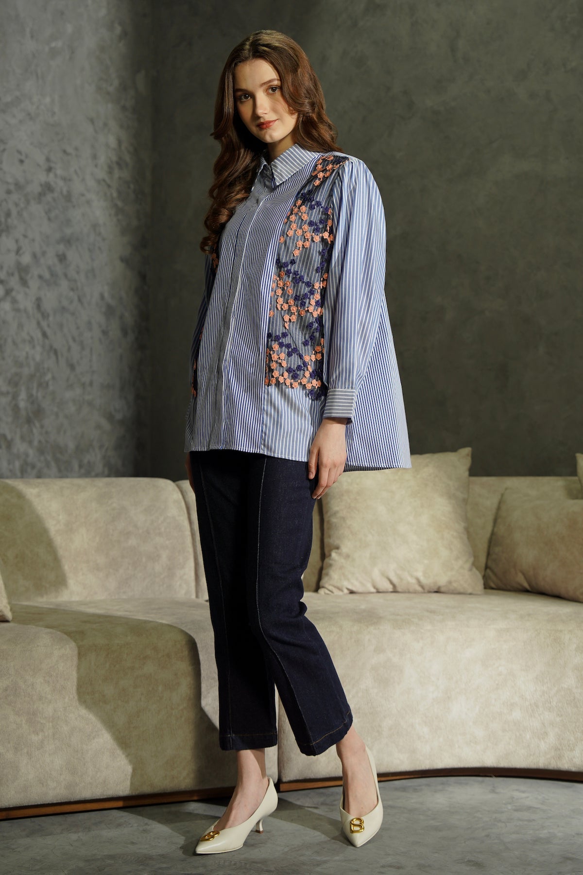 Ilaria Stripe Shirt - Blue