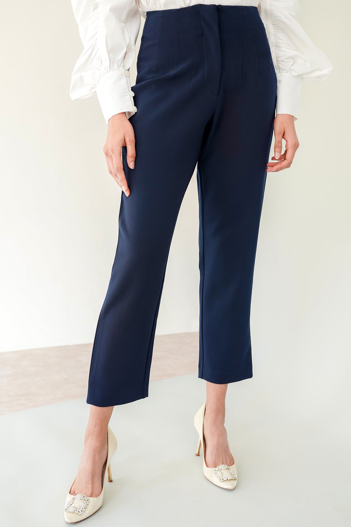 Basic HIgh Waisted Pants - Navy