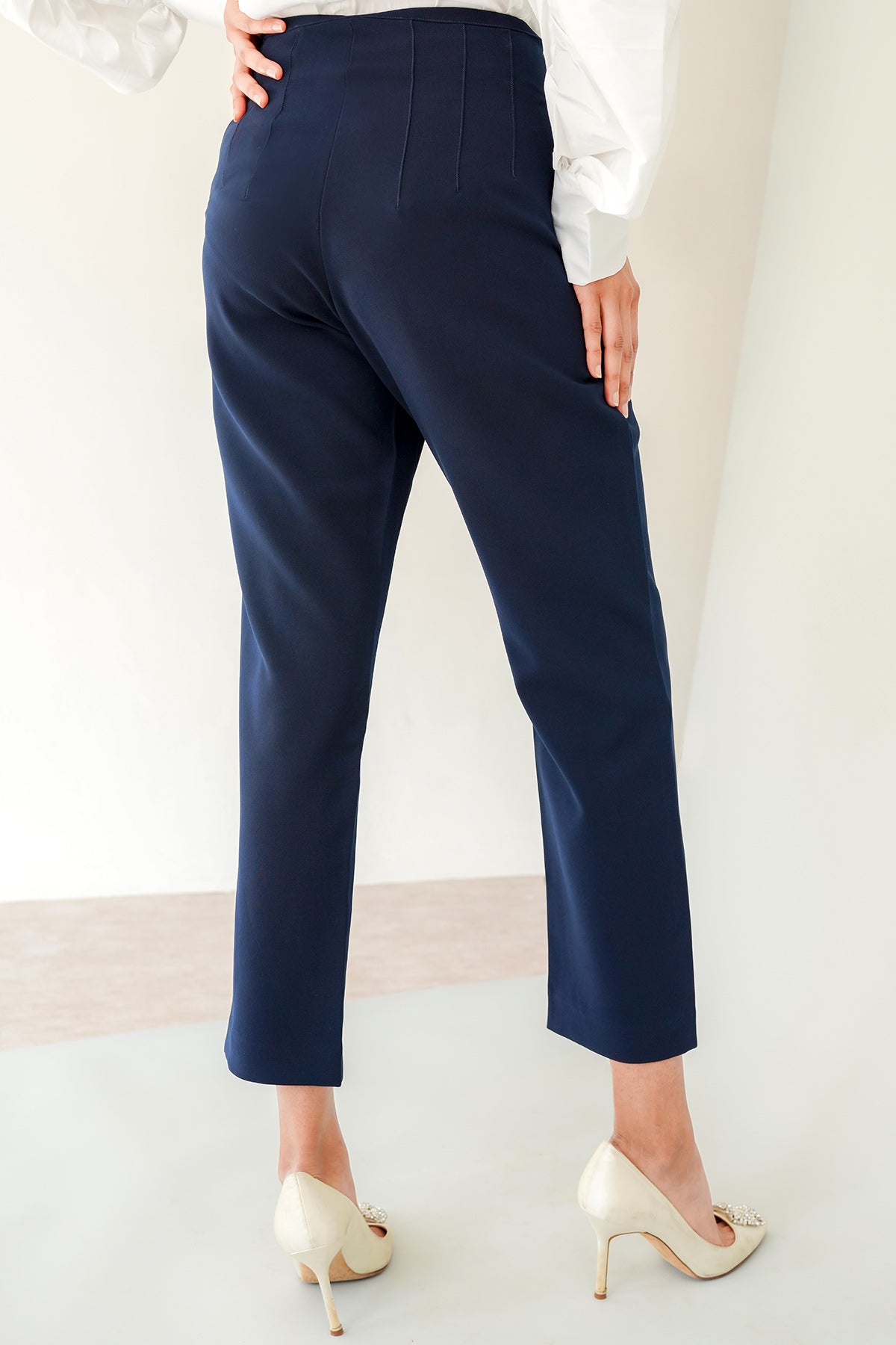 Basic HIgh Waisted Pants - Navy