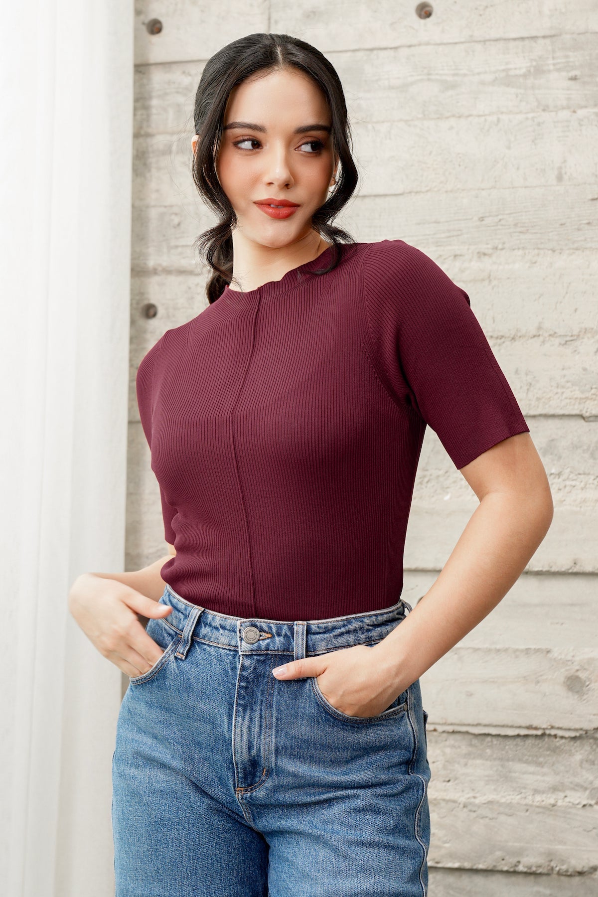 Luana Knit Top - Maroon