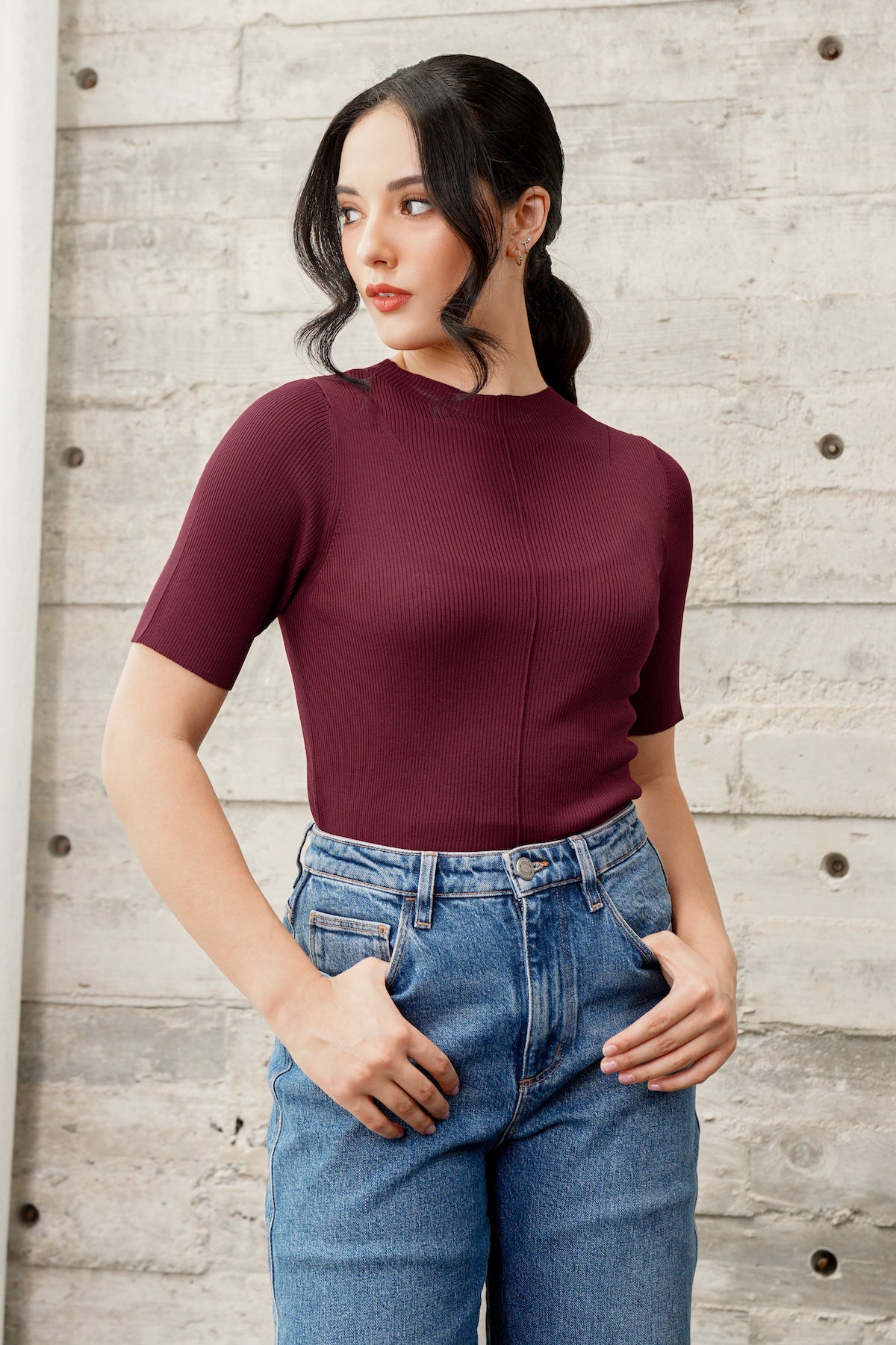 Luana Knit Top - Maroon