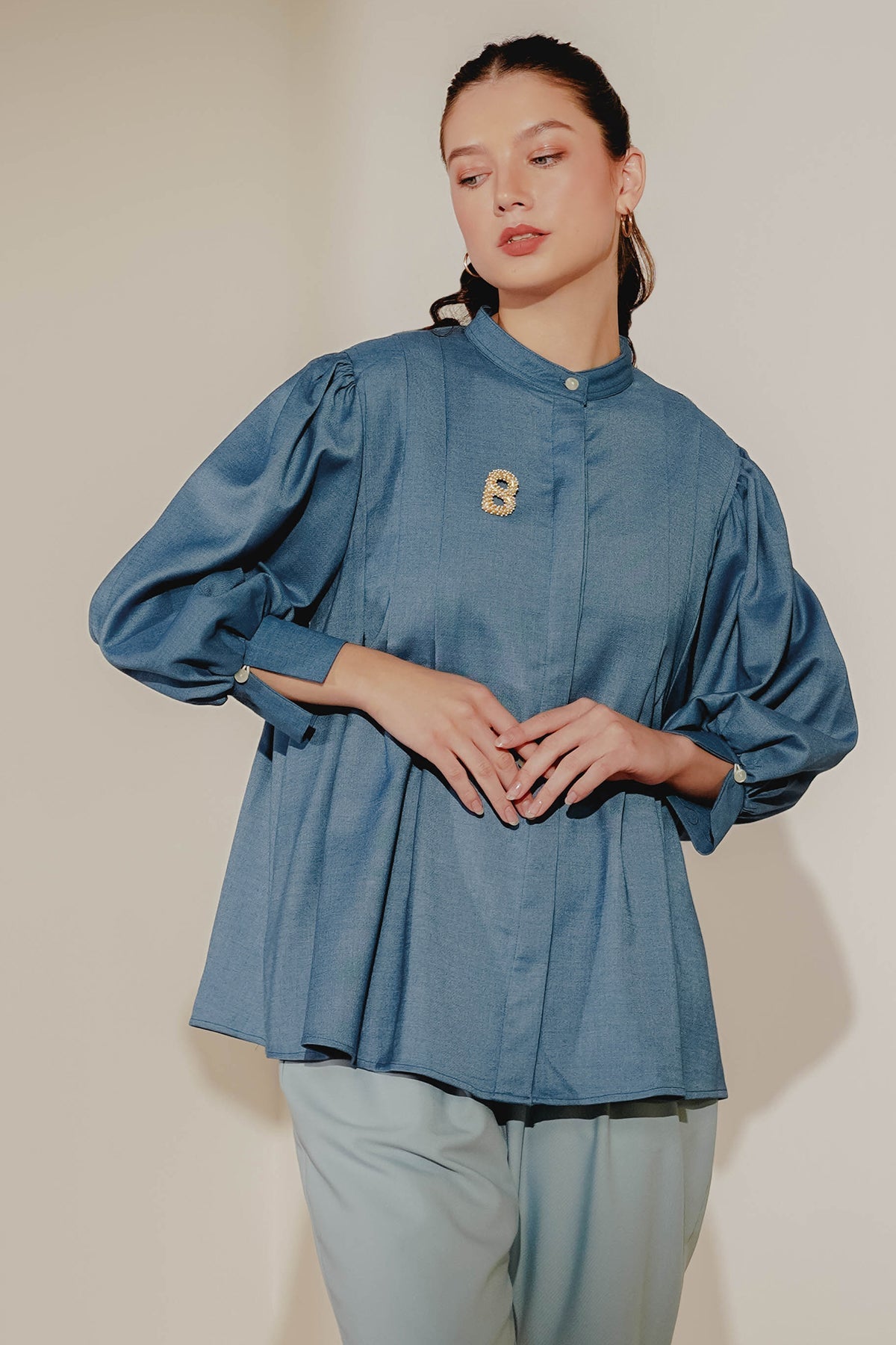 Edelie Puffy Shirt - Blue