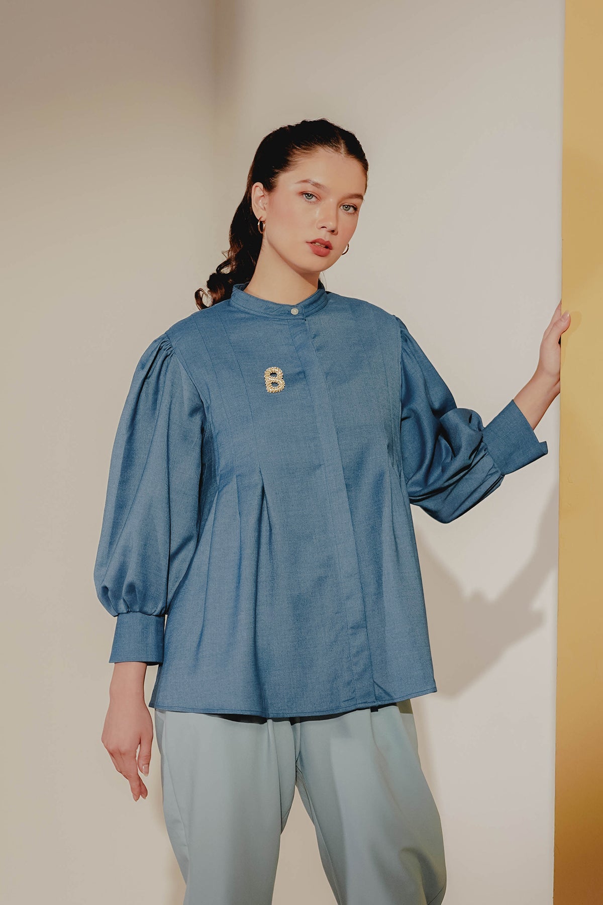 Edelie Puffy Shirt - Blue