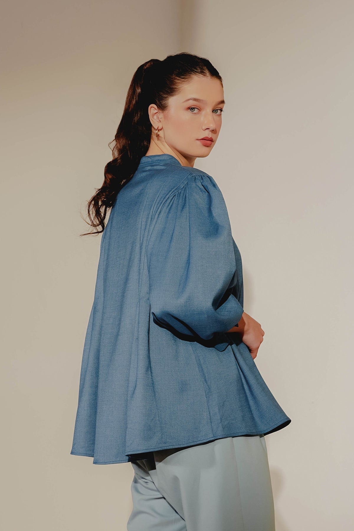 Edelie Puffy Shirt - Blue