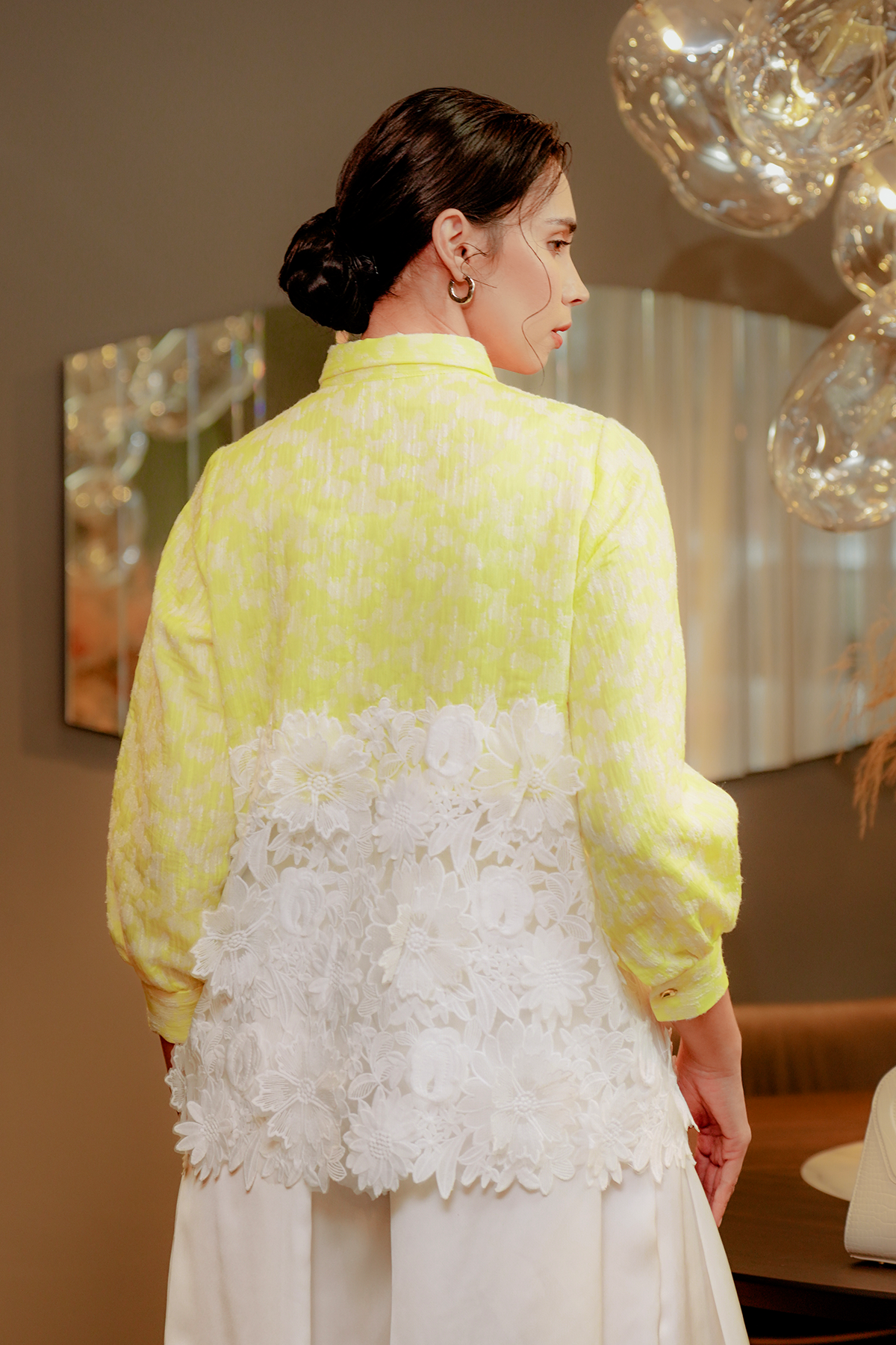 Ellia Lace Shirt - Yellow