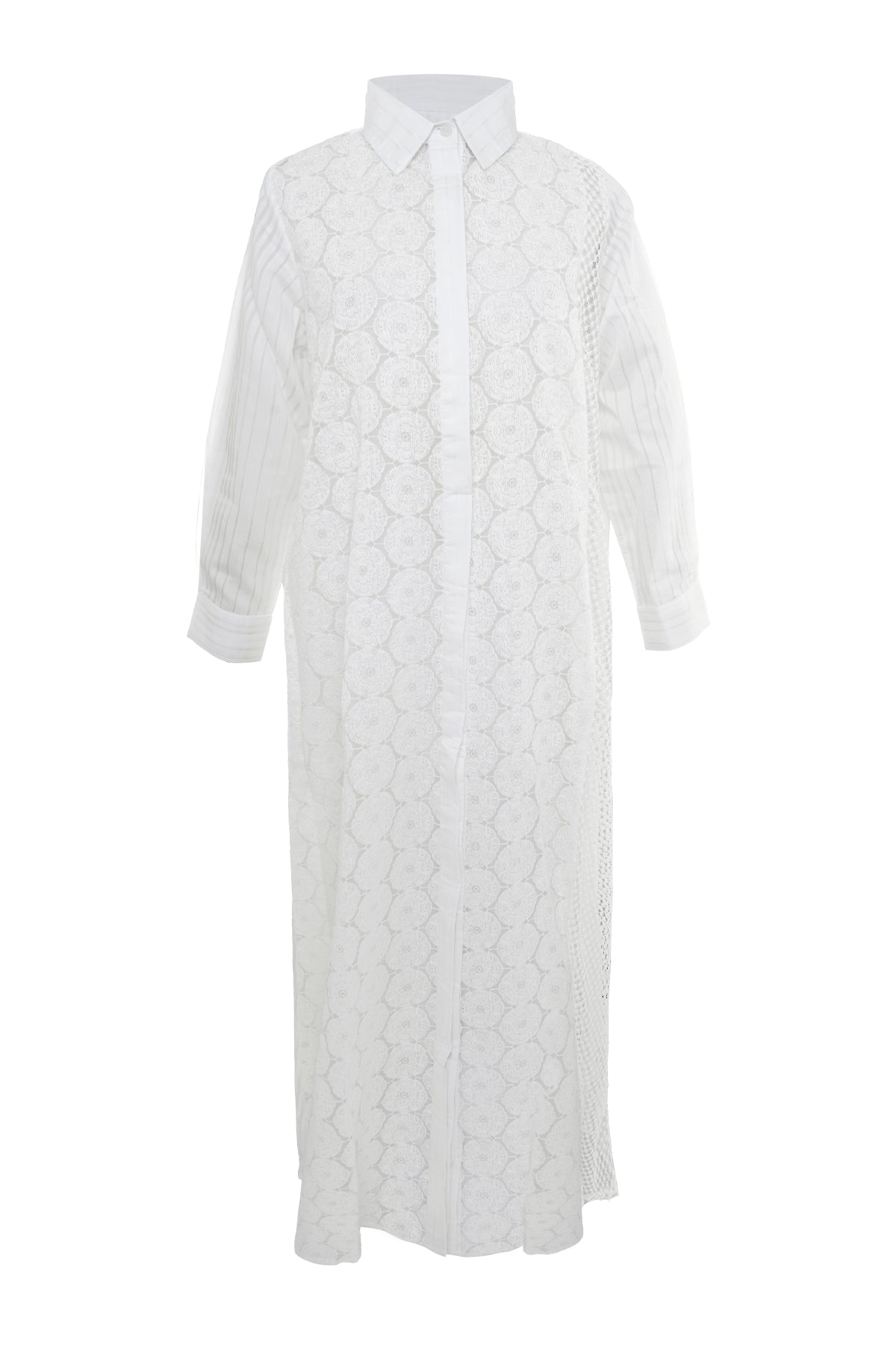 Elmira Lace Shirt Dress - White