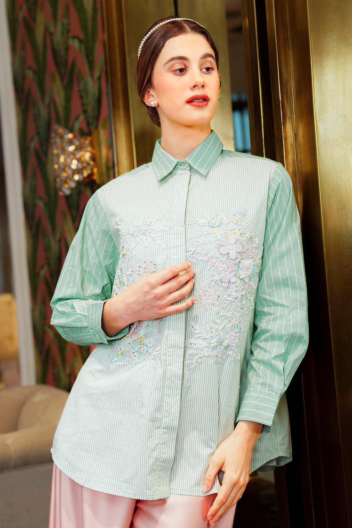 Emma Lace Shirt - Green