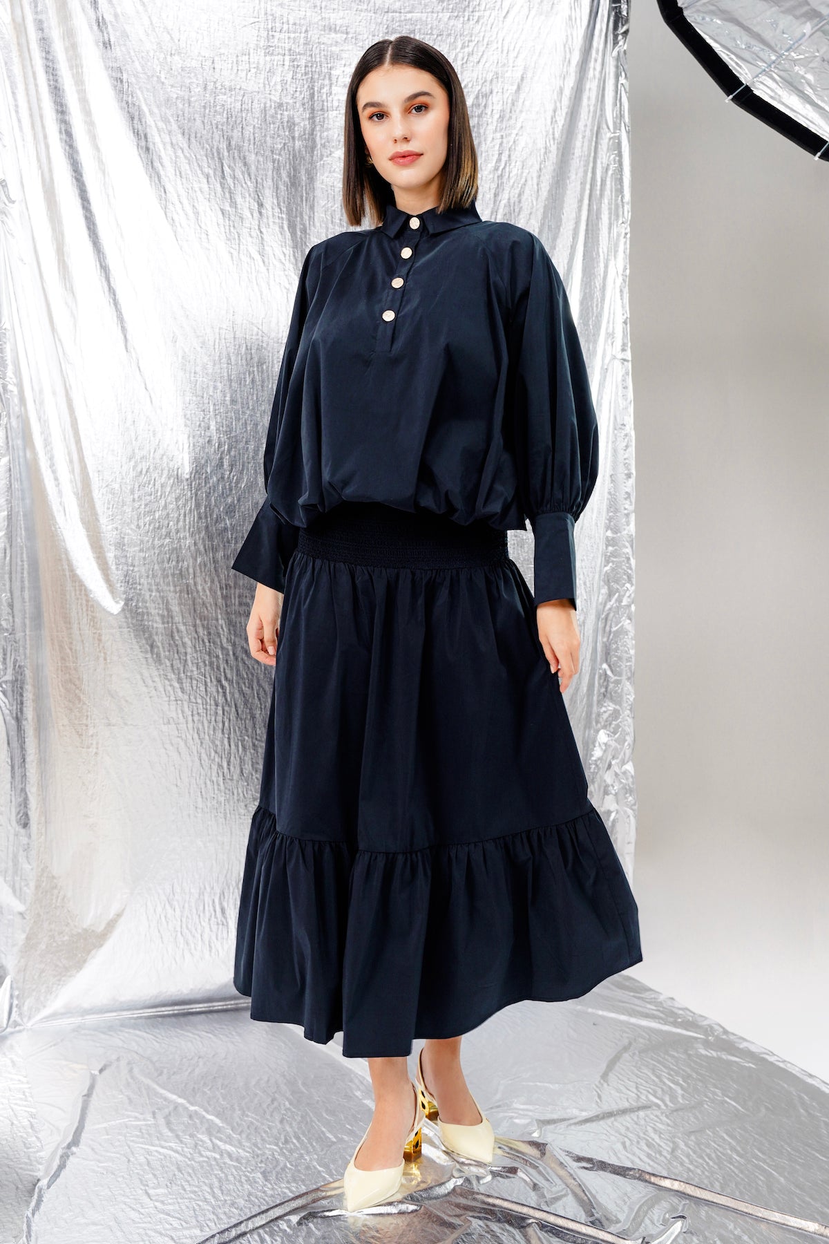 Estelle Puffy Shirt - Navy