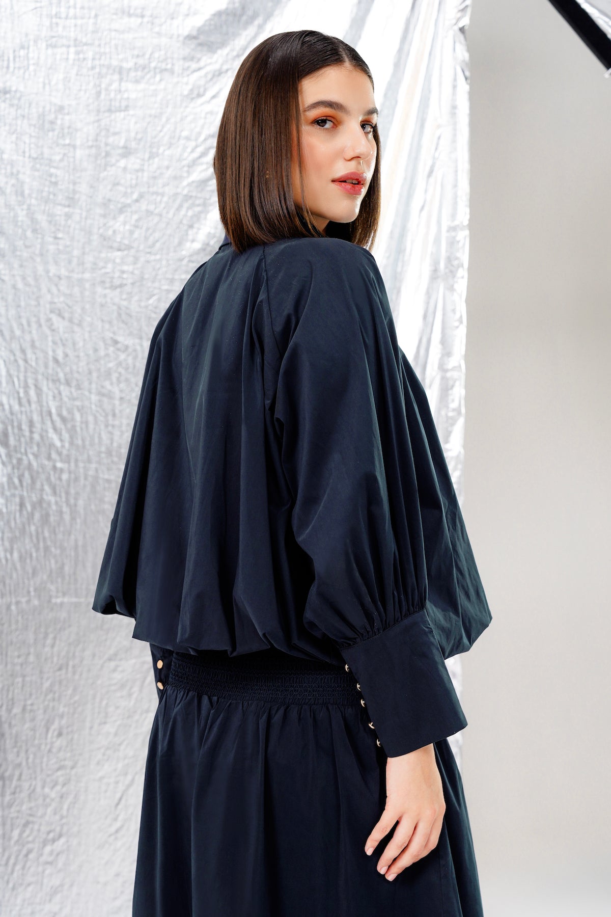 Estelle Puffy Shirt - Navy