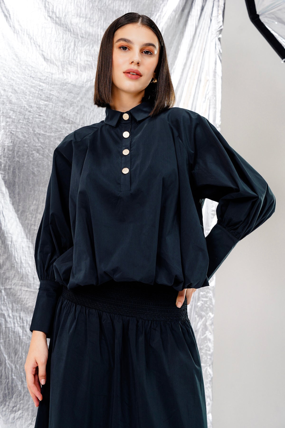 Estelle Puffy Shirt - Navy