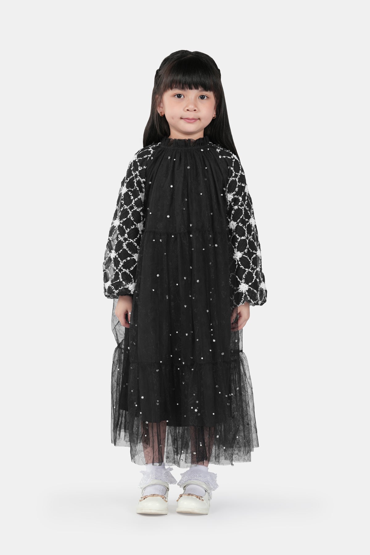 Ethereal Tier Kids Dress - Black