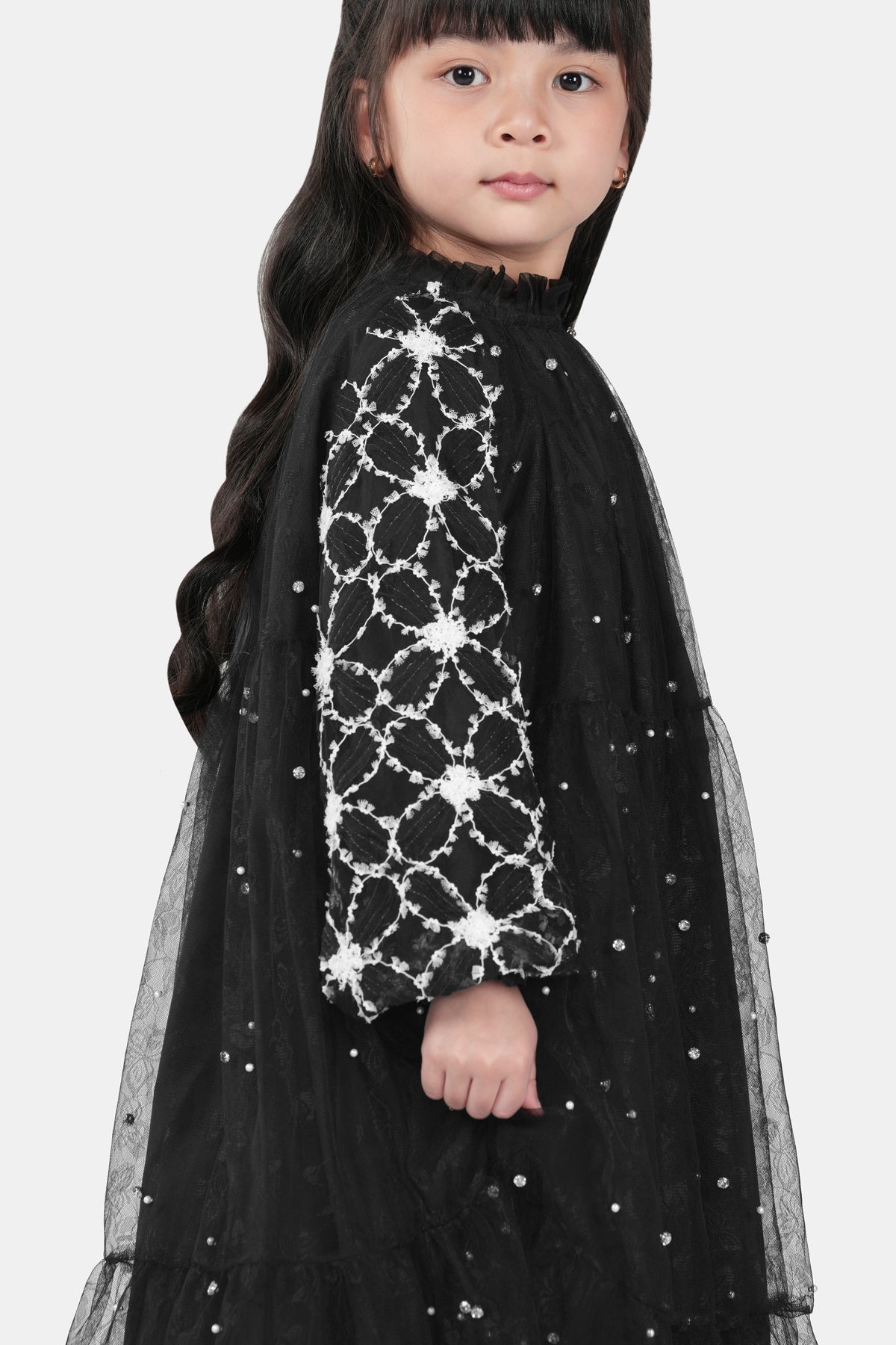 Ethereal Tier Kids Dress - Black