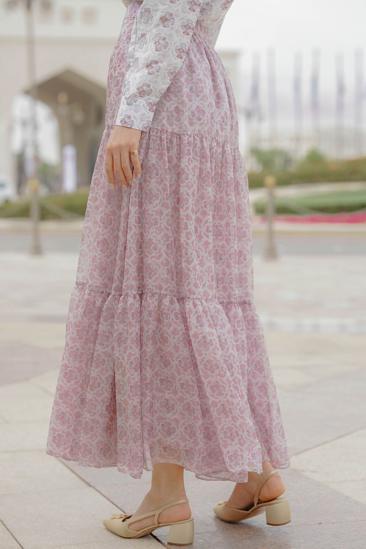 Festive Maxi Skirt - Peach