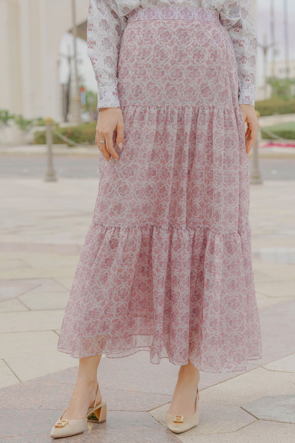 Festive Maxi Skirt - Peach